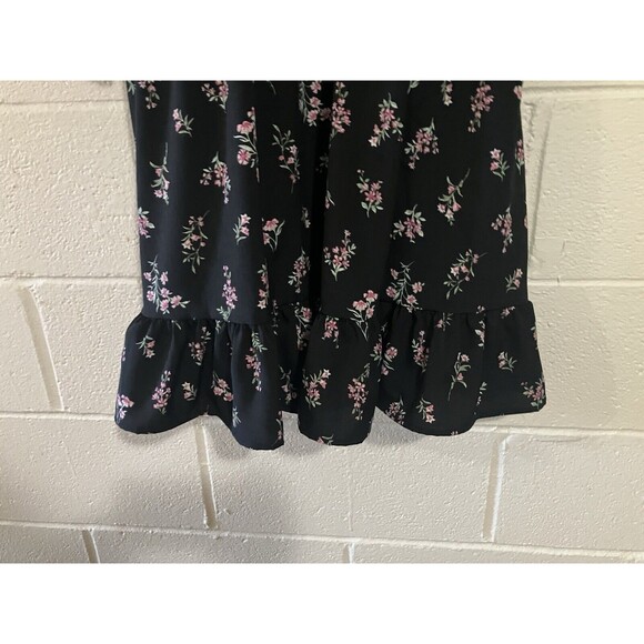 Inspired Heart Mini Dress Womens Size L Black Pink Floral - Picture 7 of 16